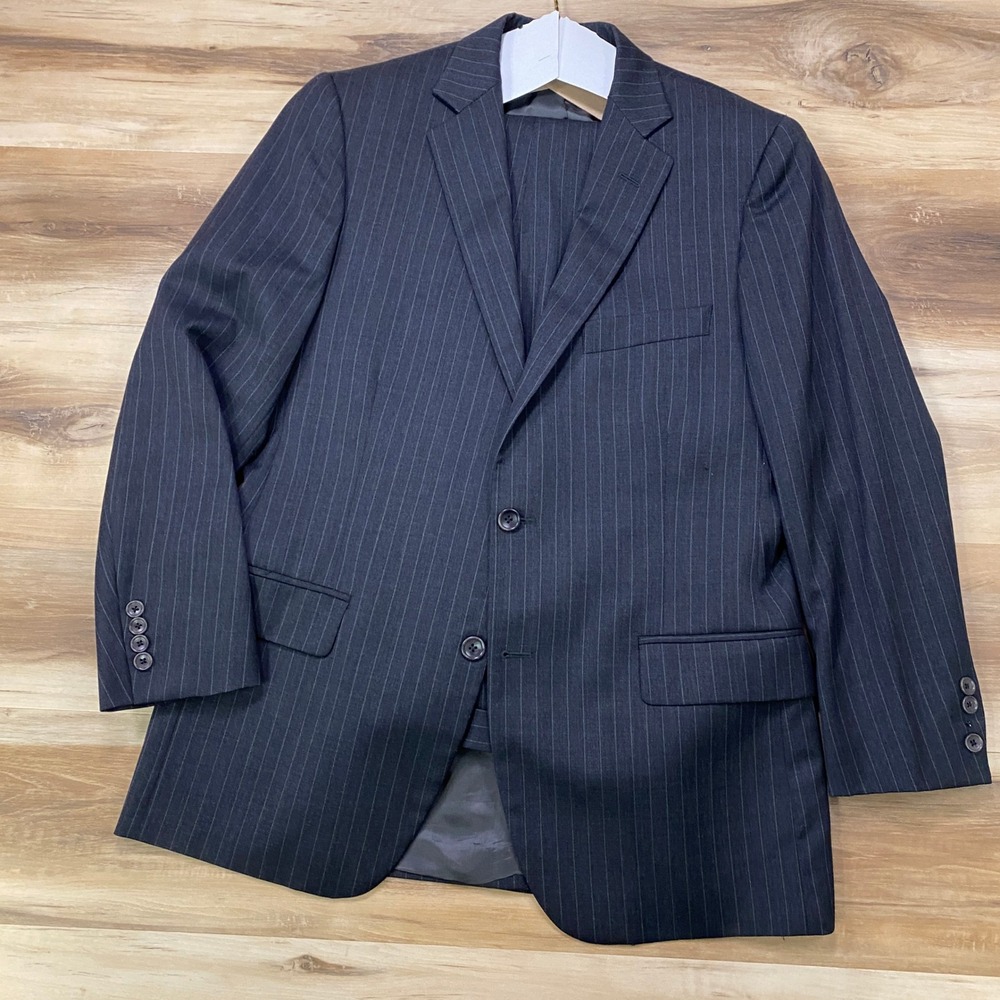 Brooks Brothers 1818 Fitzgerald Suit 40R 34W Wool Pinstripe Slim Fit Gray